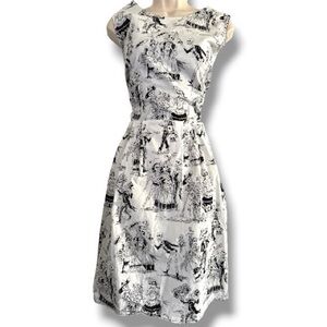 Hemet Day of the Dead Skeleton Skull Halloween Rockabilly Fit Flare Dress XL